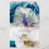 Blue Gold Silver Glitter Waterverf prijslijst Flyer (Achterkant)