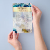 Blue Gold Silver Glitter Waterverf prijslijst Flyer (Hand)