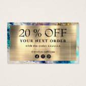 Blue Gold Silver glitter-waterverf Visitekaartje (Achterkant)