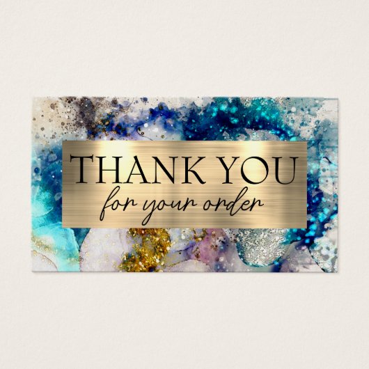 Blue Gold Silver glitter-waterverf Visitekaartje (Voorkant)