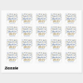 Blue Gold Silver Happy Nieuwjaar 2023 Vierkante Sticker (Vel)