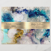 Blue gold silver waterverf service menubrochure (Voorkant)