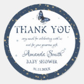 Blue Gold Sky Magic Woodland Animal Baby shower Ronde Sticker (Voorkant)