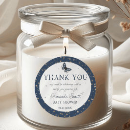 Blue Gold Sky Magic Woodland Animal Baby shower Ronde Sticker