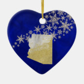 Blue Gold Snowflake Arizona Heart Keramisch Ornament (Voorkant)