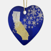 Blue Gold Snowflake California Heart Keramisch Ornament (Links)