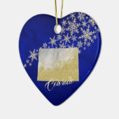 Blue Gold Snowflake Colorado Heart Keramisch Ornament (Links)