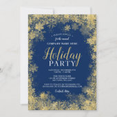 Blue Gold Snowflake Corporate Holiday Party Kaart (Voorkant)