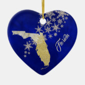 Blue Gold Snowflake Florida Heart Keramisch Ornament (Voorkant)