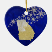 Blue Gold Snowflake Georgia Heart Keramisch Ornament (Voorkant)