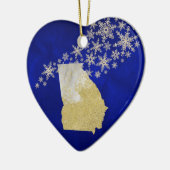 Blue Gold Snowflake Georgia Heart Keramisch Ornament (Links)