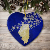 Blue Gold Snowflake Illinois Heart Keramisch Ornament
