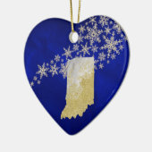 Blue Gold Snowflake Indiana Heart Keramisch Ornament (Links)