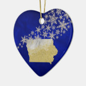 Blue Gold Snowflake Iowa Heart Keramisch Ornament (Links)