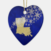 Blue Gold Snowflake Louisiana Heart Keramisch Ornament (Links)