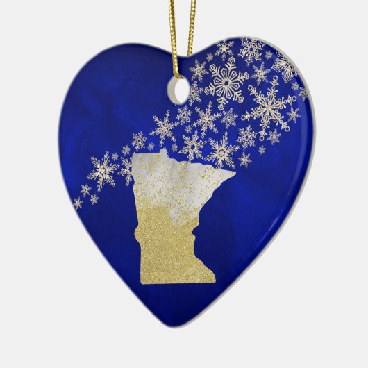 Blue Gold Snowflake Minnesota Heart Keramisch Ornament (Links)