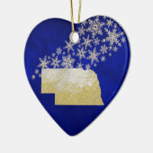 Blue Gold Snowflake Nebraska Heart Keramisch Ornament (Links)