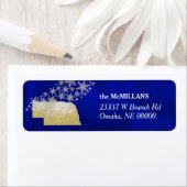Blue Gold Snowflake Nebraska Retouradres Etiket (Insitu)