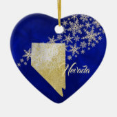 Blue Gold Snowflake Nevada Heart Keramisch Ornament (Voorkant)