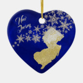 Blue Gold Snowflake New Jersey Heart Keramisch Ornament (Voorkant)