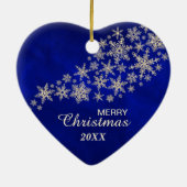 Blue Gold Snowflake New Jersey Heart Keramisch Ornament (Achterkant)