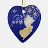 Blue Gold Snowflake New Jersey Heart Keramisch Ornament (Links)
