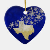 Blue Gold Snowflake Texas Heart Keramisch Ornament (Voorkant)