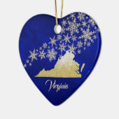 Blue Gold Snowflake Virginia Heart Keramisch Ornament (Links)
