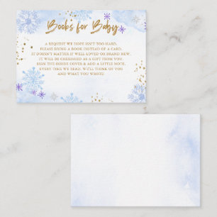 Blue Gold Snowflakes Baby shower Boek Aanvraag Informatiekaartje
