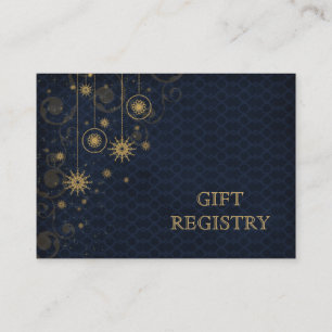 blue gold Snowflakes bruiloft cadeauregister Informatiekaartje