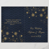 blue gold Snowflakes bruiloft programma's gevouwen (Voorkant)