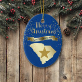 Blue Gold South Carolina Star Keramisch Ornament