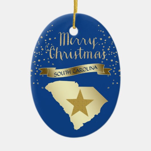 Blue Gold South Carolina Star Keramisch Ornament (Voorkant)
