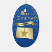 Blue Gold South Dakota Star Keramisch Ornament (Links)
