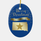 Blue Gold South Dakota Star Keramisch Ornament (Voorkant)