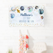 Blue Gold Space Birthday-banner Spandoek (Insitu)