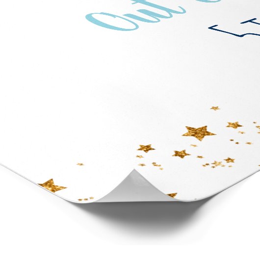 Blue Gold Space Birthday Welkom Poster (Hoek)