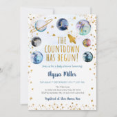 Blue Gold Space Counting is begonnen met Baby show Kaart (Voorkant)