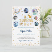 Blue Gold Space Counting is begonnen met Baby show Kaart (Staand voorkant)