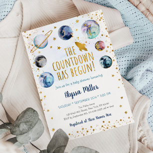 Blue Gold Space Counting is begonnen met Baby show Kaart