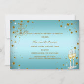Blue Gold Sparkle 50 & Fabulous Birthday Invite Kaart (Achterkant)