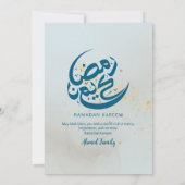 Blue Gold Sparkle Iftar Dinner Invitation Kaart (Achterkant)
