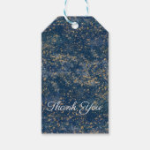 Blue Gold Splatter Modern Glam Weddenschap Cadeaulabel (Voorkant)