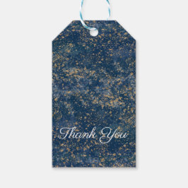 Blue Gold Splatter Modern Glam Weddenschap Cadeaulabel