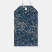 Blue Gold Splatter Modern Glam Weddenschap Cadeaulabel (Achterkant)