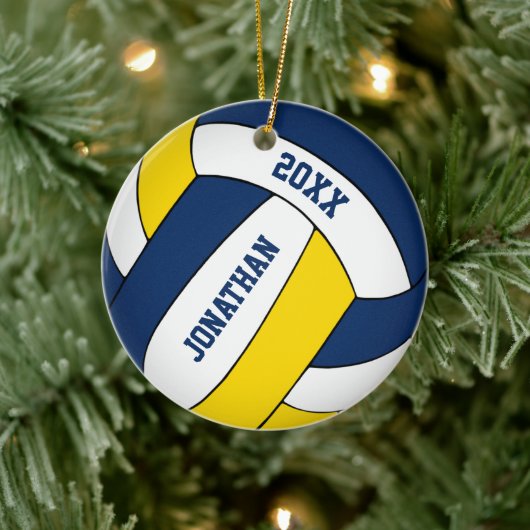 blue gold sports team coats volleyball keramisch ornament (Boom)
