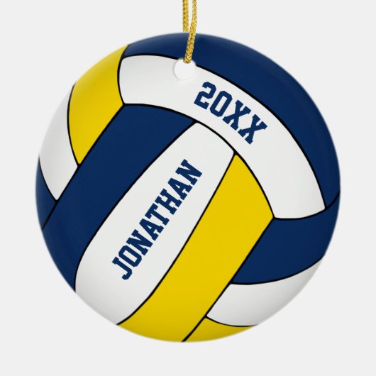 blue gold sports team coats volleyball keramisch ornament (Voorkant)