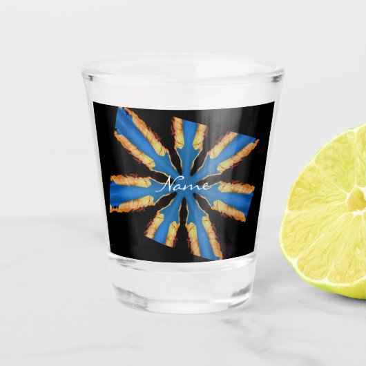 Blue-Gold Star Abstract Design Thunder_Cove Shot Glas (Voorkant)