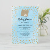 Blue Gold Star Boy Baby shower per post Kaart (Staand voorkant)