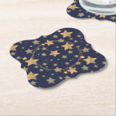Blue Gold Star Elegant  Classic Christmas Kartonnen Onderzetters (Gekanteld)